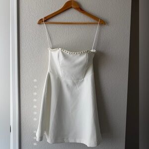 Altar'd State Strapless White Pearl Mini Dress